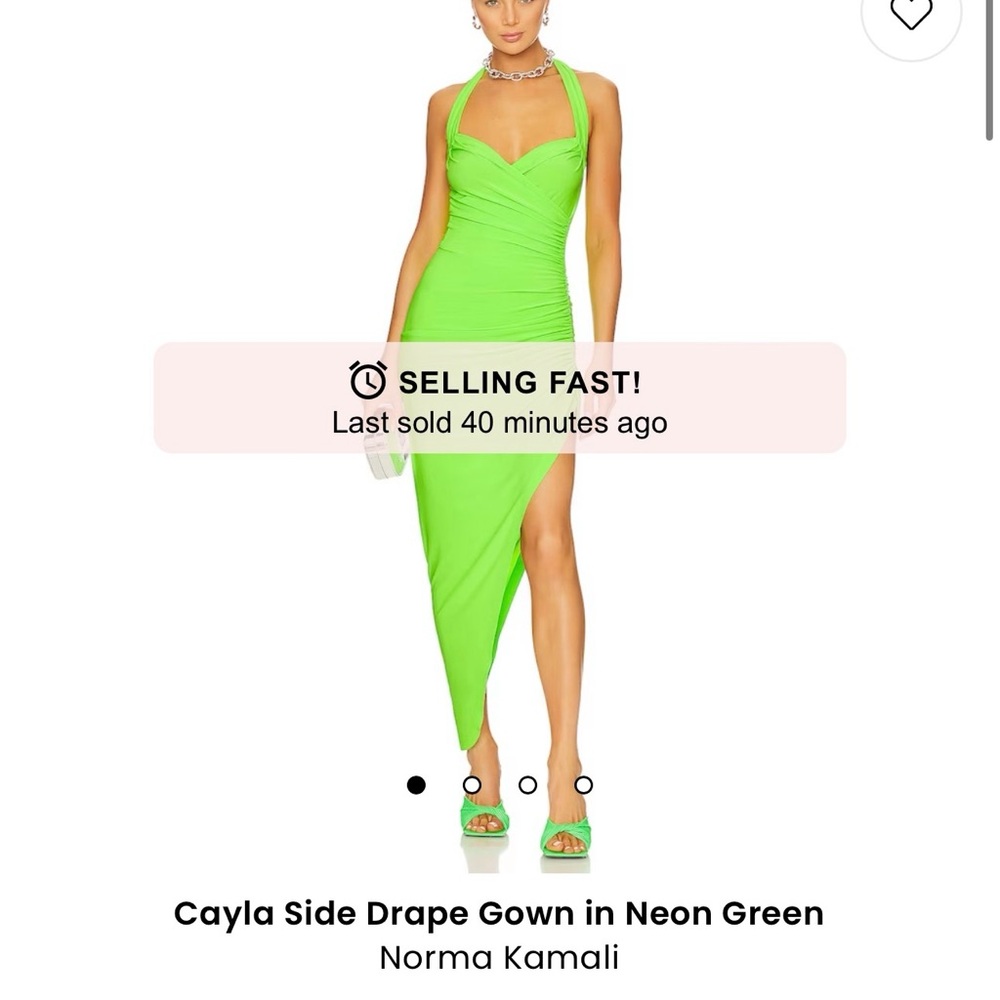 Norma Kamali Cayla side drape gown in Neon Green